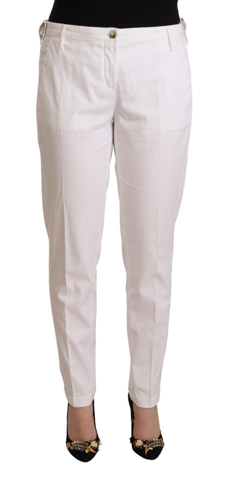 Jacob Cohen White Mid Waist Tapered Birgitte Pants - Fizigo