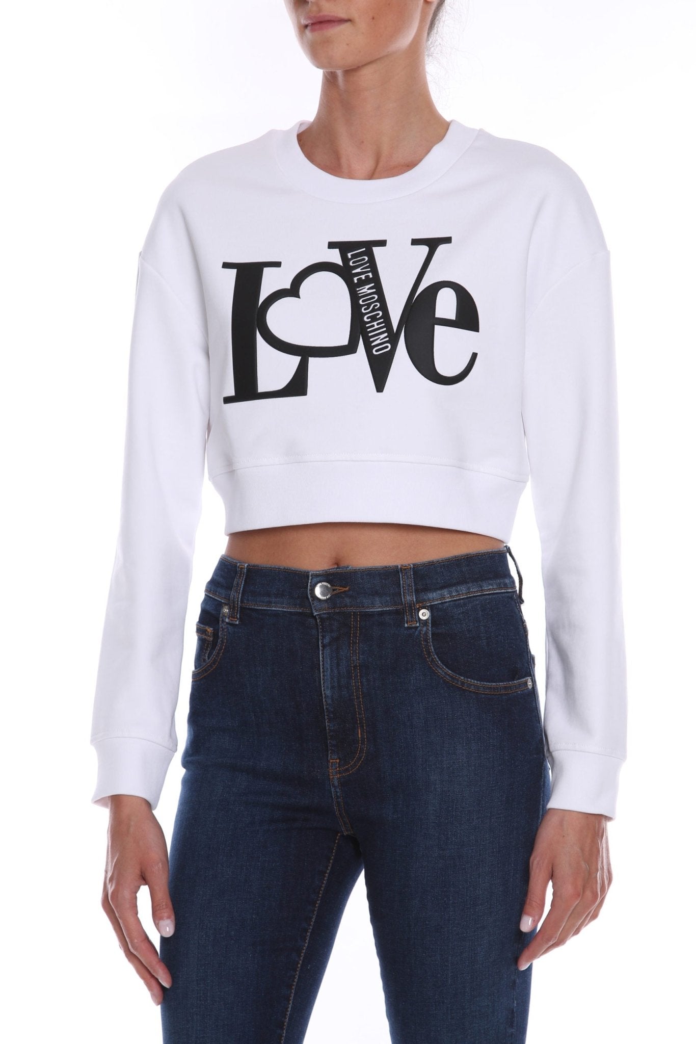 Love Moschino White Cotton Sweater - Fizigo