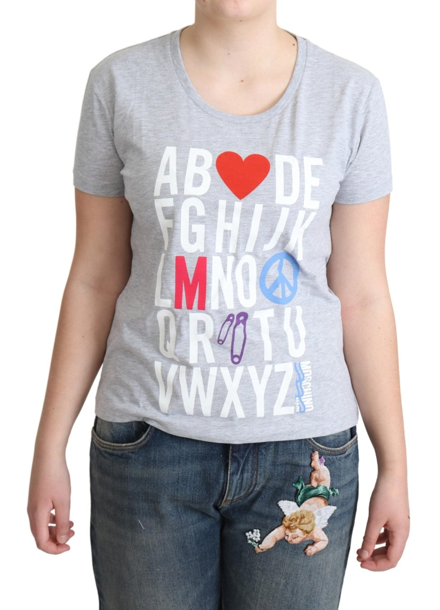 Moschino Gray Cotton Alphabet Letter Print T-shirt - Fizigo