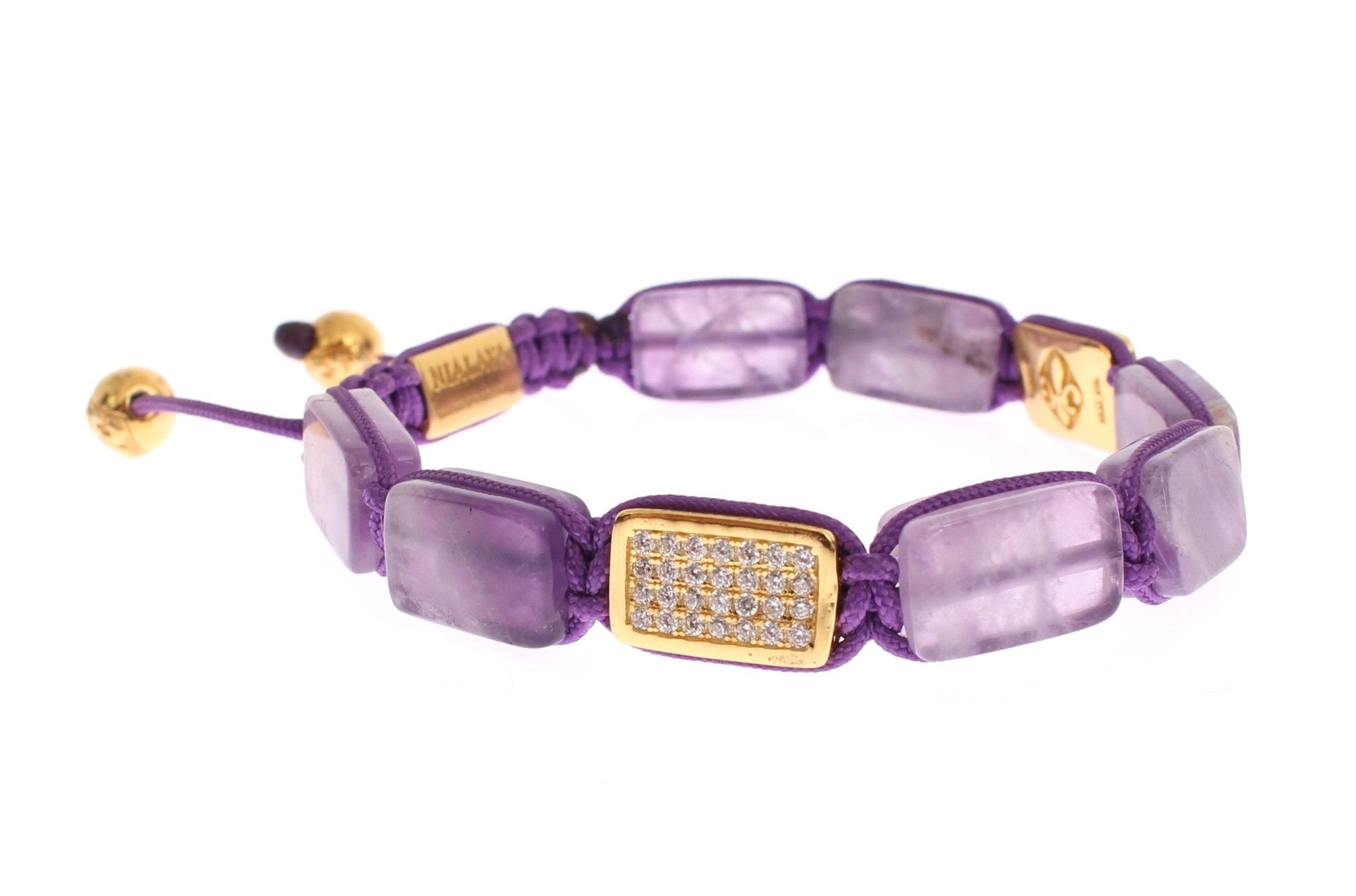 Nialaya CZ Amethyst 18K Gold 925 Bracelet - Fizigo