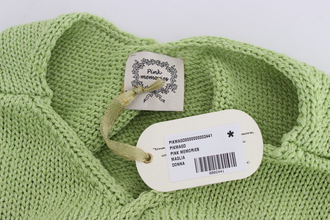 PINK MEMORIES Green Cotton Blend Knitted Sweater - Fizigo