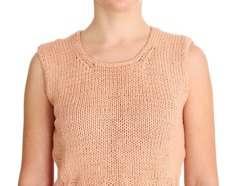 PINK MEMORIES Pink Cotton Blend Knitted Sleeveless Sweater - Fizigo