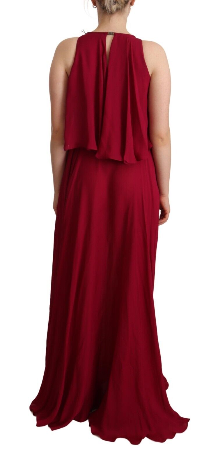 PLEIN SUD Orchid Silk Sleeveless Long Maxi Ruffle Shift Dress - Fizigo