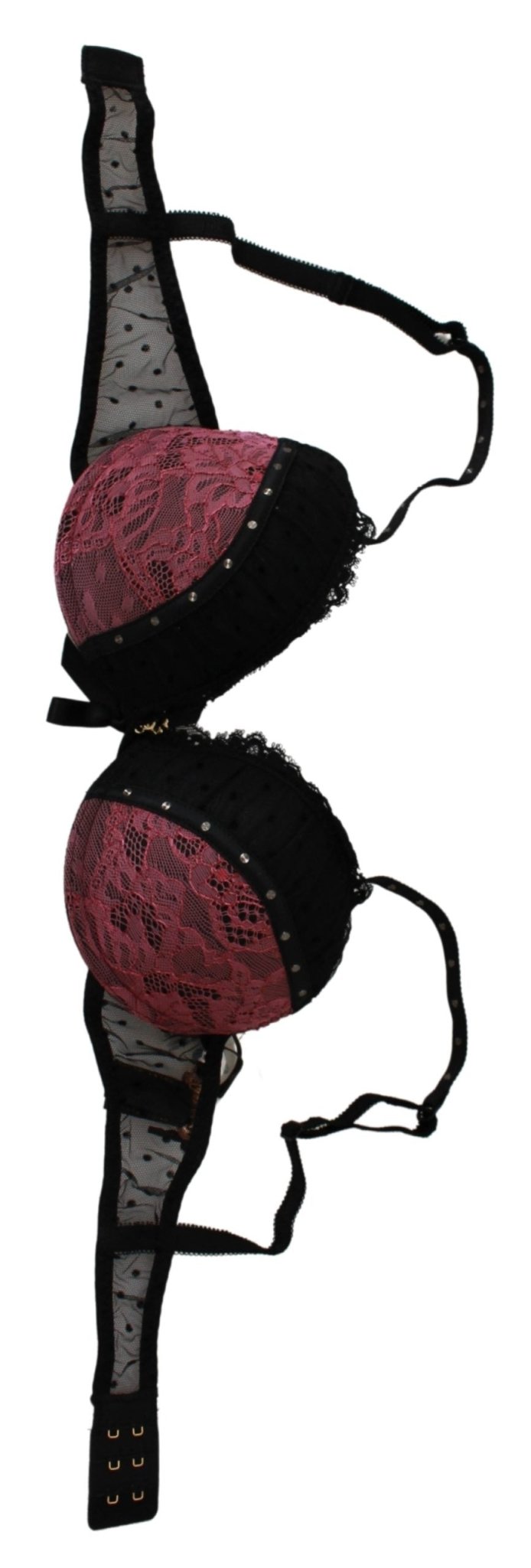 Roberto Cavalli Black Pink Lace Push Up Bra Underwear - Fizigo