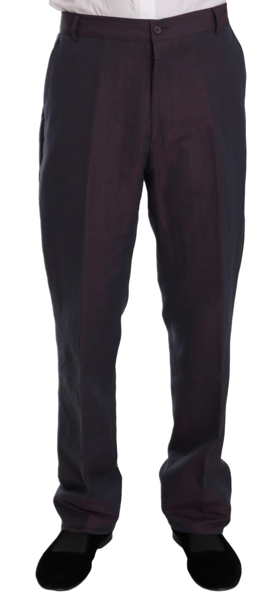 Romeo Gigli Purple Solid Two Piece 3 Button Linen Suit - Fizigo