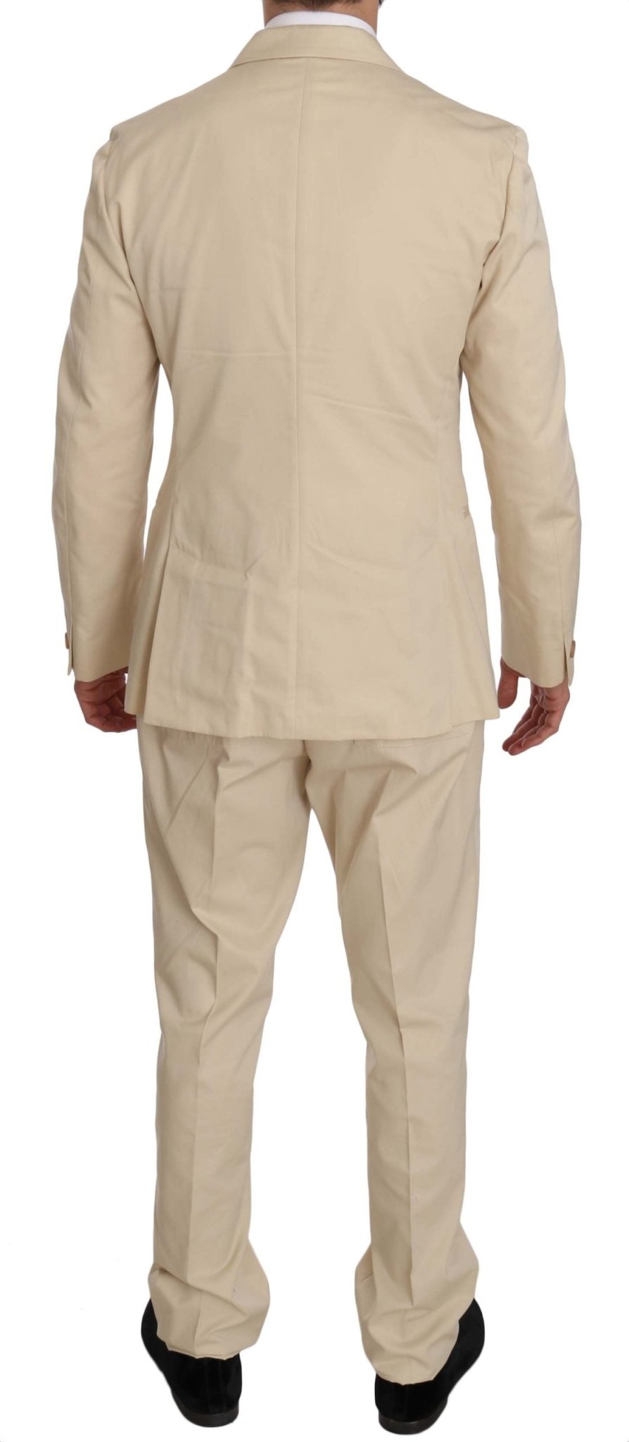 Romeo Gigli Two Piece 3 Button Beige Cotton Solid Suit - Fizigo