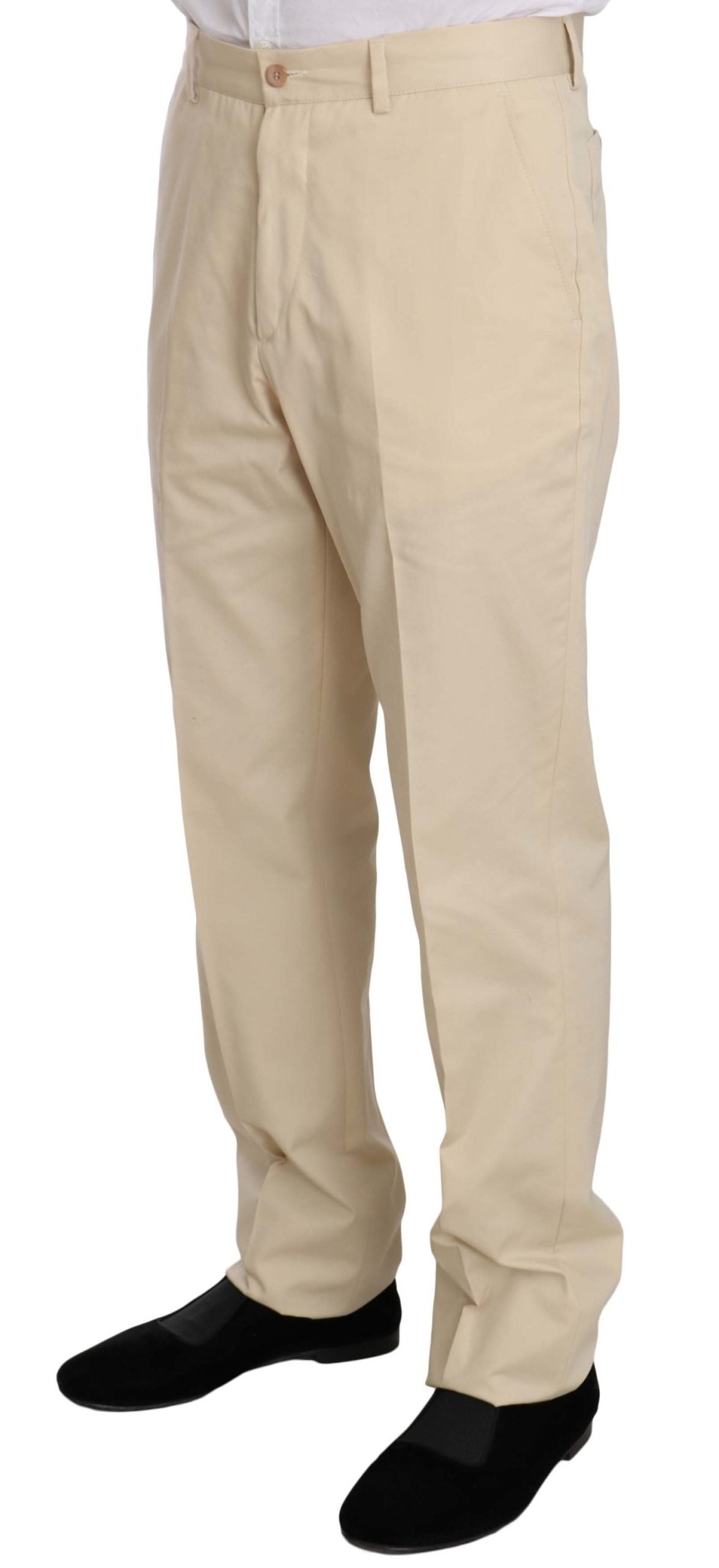 Romeo Gigli Two Piece 3 Button Beige Cotton Solid Suit - Fizigo