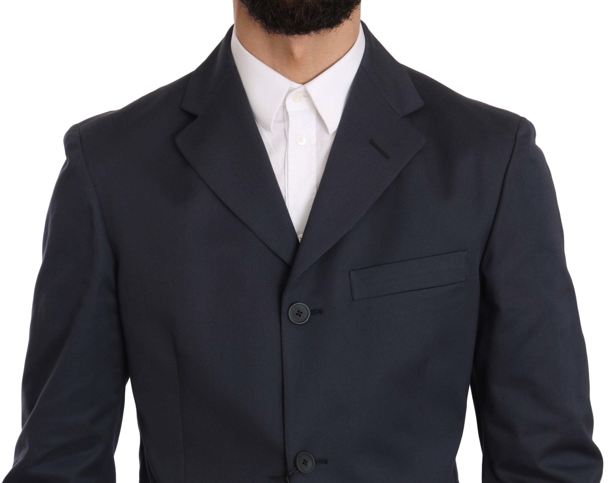 Romeo Gigli Two Piece 3 Button Cotton Blue Solid Suit - Fizigo