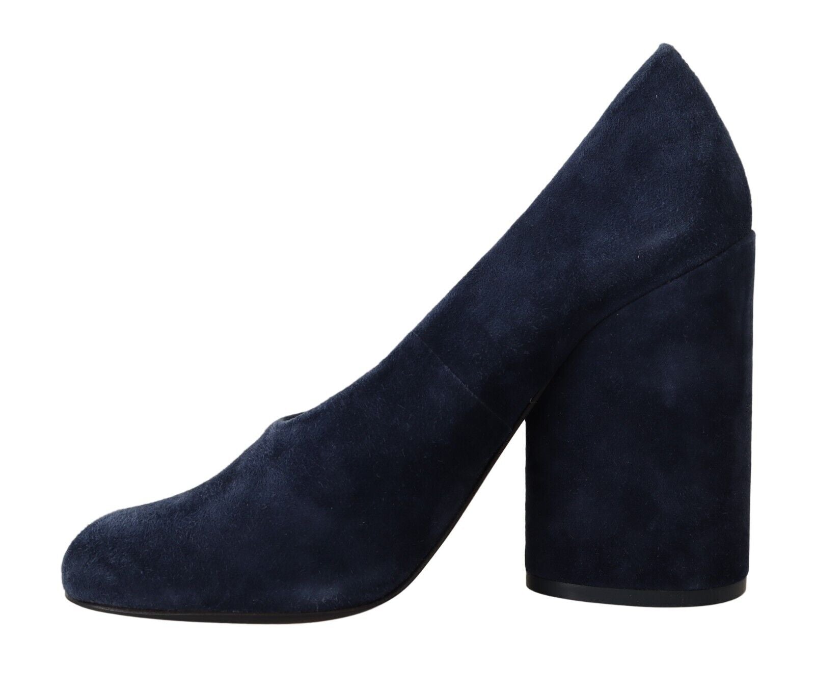 Tory Burch Navy Blue Suede Leather Block Heels Pumps Shoes - Fizigo